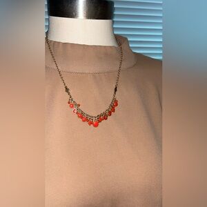 Taramanda Gold Tone Station Necklace Orange Accent Fashion Jewelry